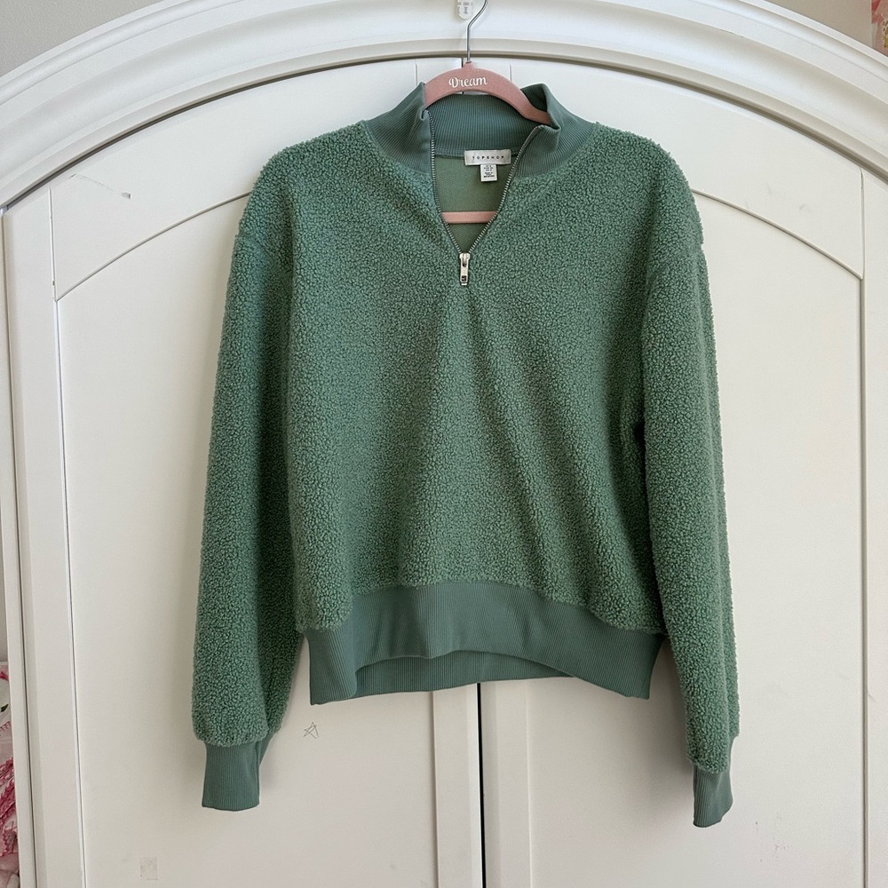 TopShop Quarter Zip Fleece Teal